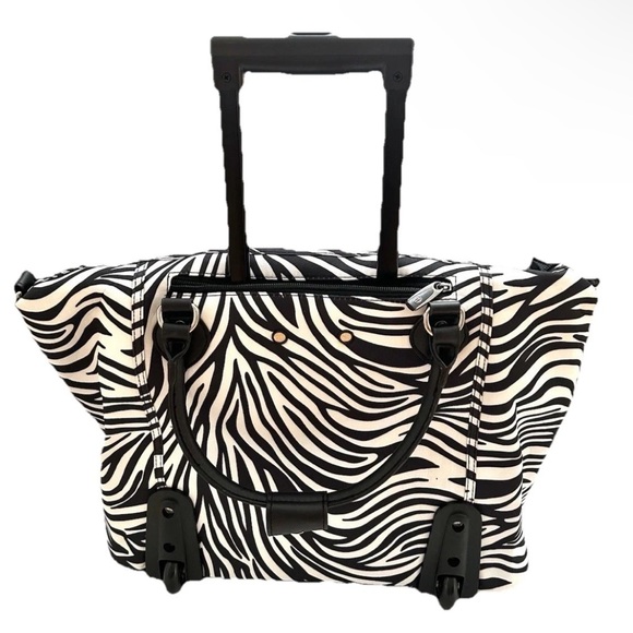 Calpak Zebra Print Zanny 21” Rolling Laptop Carry-On Wheeled Travel Tote Bag NWT - Picture 1 of 16